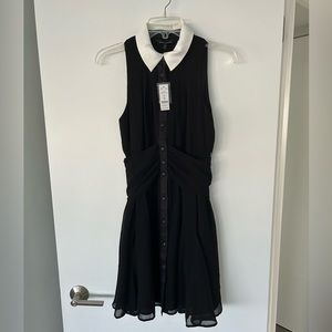 White House Black Market black dress w/white collar, size 0